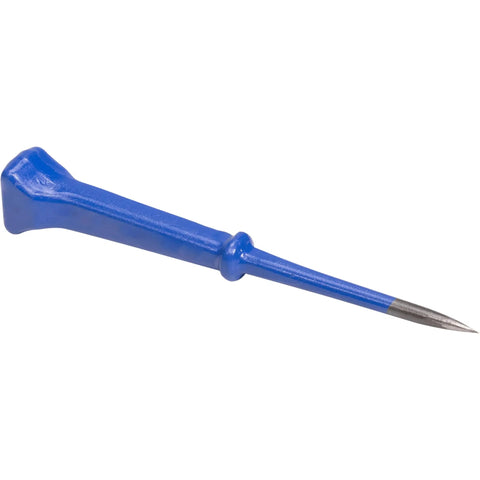 Heavy Duty Seven Inch Scratch Awl Rock Solid Drop Forged Steel Marking Tool With Dead On Precision For Leather Woodworking And Drywall Top Shelf DIY Workhorse with blue handle.