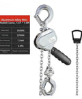 Heavy Duty Mini Hand Chain Hoist Lifting Tool Aluminum Alloy Wrench Hoist 0.75 Ton Small Crane for industrial use.
