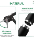 Close-up of aluminum crank handle and metal tube for 10 Foot Offset Cantilever Patio Umbrella With Base Included No Fuss Setup