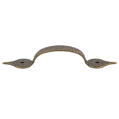 Antique Brass Hammered Drawer Pull With 3 1/4 Inch Centers, 5 Inch Width And 1 Inch Height, Vintage Reproduction Furniture Hardware For Cabinets