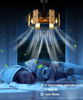 Caged Ceiling Fan With Lights Remote Control 18 Inch Low Profile Flush Mount Farmhouse Fandelier above sleeping child