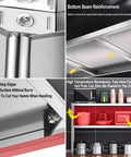 Bottom beam reinforcement details of Top Shelf 3 Tier Stainless Steel Media Cart For Home Entertainment Setup.