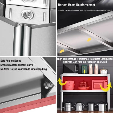 Bottom beam reinforcement details of Top Shelf 3 Tier Stainless Steel Media Cart For Home Entertainment Setup.