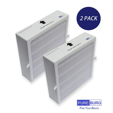 Replacement Filter Set for Blueair Pure Fan Auto and Blue Pure Purifying Fan H13 True HEPA Pack of 2 boxed on white background