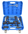 Built Tough 17 Piece Camshaft Alignment And Timing Tool Kit For BMW N20 And N26 Engines in blue case with various tools inside.