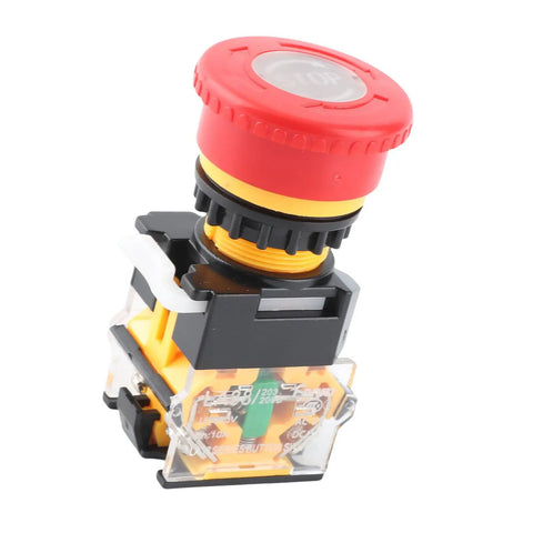 Hella Reliable Dead Simple Heavy Duty Self Locking Mushroom Head Push Button Red 22mm Emergency Stop Switch With Quick Twist Reset For Industrial Control Panels