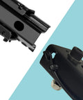 Heavy Duty Steel Seat Slider And Mounting Track Assembly For Universal Aftermarket Racing Simulator Seats, top detail view showing gliding mechanism.
