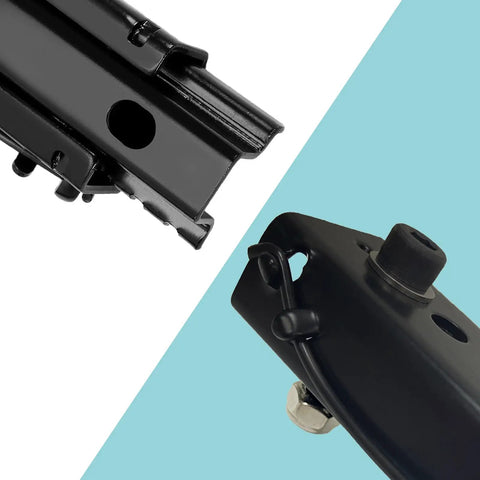 Heavy Duty Steel Seat Slider And Mounting Track Assembly For Universal Aftermarket Racing Simulator Seats, top detail view showing gliding mechanism.