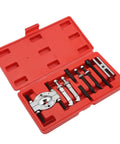 Heavy Duty Bearing Separator Puller Set For Cars Trucks And Vans Pro Metal Splitter Removal Tool Kit Portable Box For Auto Guys Home Garage Shop Quick Wheel Hub Extraction Easy Fix Without Damage To Old Units Or Rusted Bolts Awesome Gear Must Have. red case with metal bearing separator and puller attachments