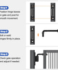 Beefy Three Quarter Inch J Bolt Gate Hinge Set, Seven Inch Long, Heavy Duty Bolt On Hinges, No Welding Needed, Four Pack For Durable Gate Installations installed on gate and post