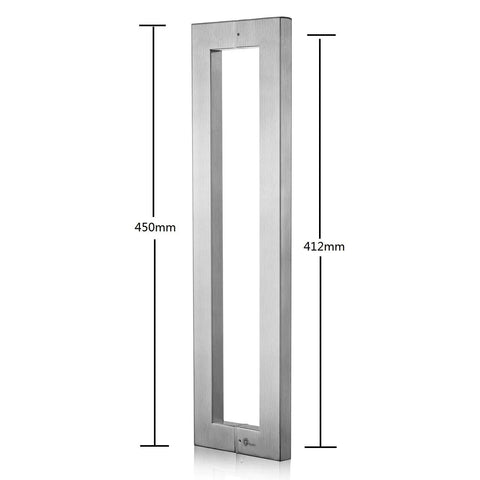 18 Inch Solid Standoffs Beefy Push Pull Door Handle Heavy Duty Commercial Grade 304 Stainless Steel With Full Brushed Finish For Barn Doors And Glass Pulls Mounting Hardware Included, 450mm x 412mm