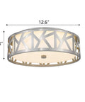 Close To Ceiling LED Flush Mount Light Fixture In Modern Brushed Nickel With Metal Frame And Acrylic Shade Slick 18W