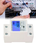 No Fuss Single Phase Energy Meter 5 To 80A DDM15SC With LCD Display and 2P LED DIN Rail Wattmeter installed on panel
