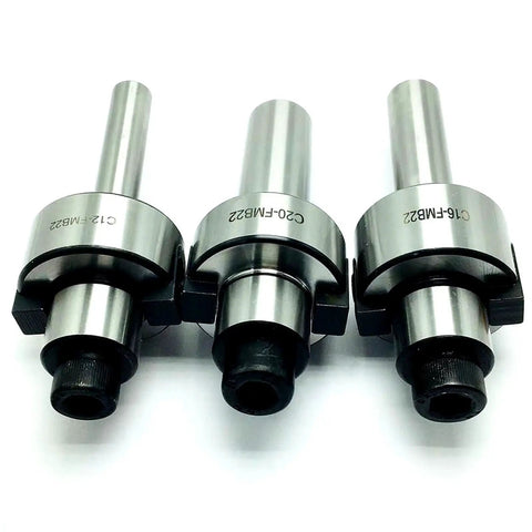 Heavy Duty Collet Chuck Holder C20-25 With FMB22-27 Face Milling Setup, showing three precision milling collets.