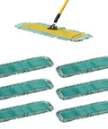 Top Shelf 6 Pack Microfiber Sweeper Mop Pads, 60 Inch Replacement Dry Dust Mop Heads with microfiber mop pads for commercial cleaning.