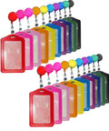 20 Pieces PU Leather Badge Reel Card Holders Set With Retractable Reels And Durable Metal Clip Back, Vertical, Mixed Colors