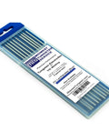 Ten Pack Two Percent Lanthanated TIG Welding Tungsten Electrodes For Beginners To Pros Includes Five One Sixteenth Inch And Five Three Thirty Second Inch Sizes in blue packaging