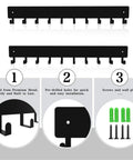 14 Inch Wall Key Holder With 10 Hooks Two Sets Metal Key Rack Wall Mount For Keys Bags Leashes And Accessories