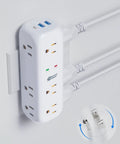 Beefed Up 9 Outlet Swivel Power Strip With 3 USB Ports And USB C 360 Degree Rotating Prongs Surge Protector White in use