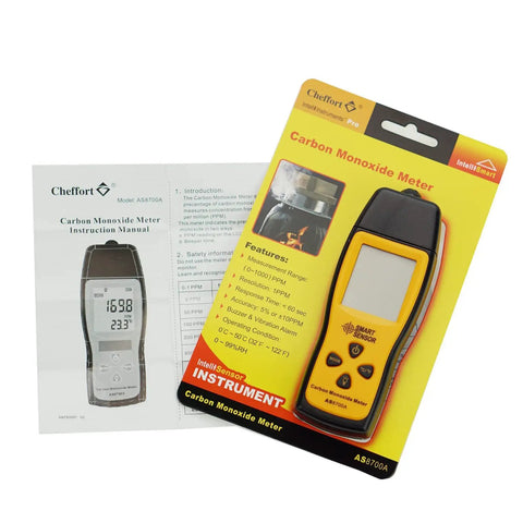 Portable Carbon Monoxide Detector With Backlit LCD, Pro Grade High Accuracy Electrochemical Sensor And Audible Alarm, packaging