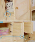 Dope Set Of 5 Magnetic Door Catches For Cabinets Wardrobes Cupboards Super Strong Hold Latches To Keep Doors Shut Tight And Look Cool Around The House, showing various magnetic latches on wooden cupboard doors.