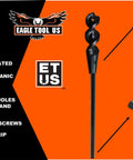 Made In USA Dirt Auger Drill Bit With Three Quarters Inch Head And 72 Inch Shank, flexible spring steel shank, wire fishing holes
