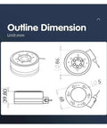 Technical drawing showing dimensions of XYZ Multidimensional Load Cell and Torque Sensor, 3 Axis Force Sensor with 6 Channel Output.