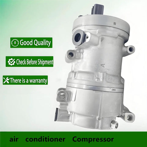 Factory Style Electric AC Compressor Assembly For Toyota BZ4 Hybrid EV Offering ESH34C Build, side view of compressor.