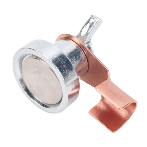 Ultimate Magnetic Welding Ground Clamp For Quick Setup On Any Metal Surface with strong magnet and copper connector.