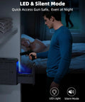 Slick Fingerprint Biometric Gun Safe With Slider Bedside Design For Handgun Quick Access nightstand setup with LED light.