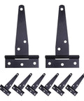 Image showing 8 pack beefy heavy duty T hinges with screws for outdoor gates and fences iron construction for barn doors and large cabinets.
