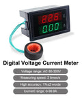 2in1 Digital AC Voltmeter Ammeter 80V-300V 0-100A Panel Meter With LED Display Dual Color Readouts Current Transformer CT