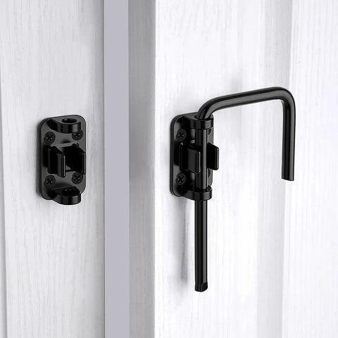 Heavy Duty Patio Sliding Door Loop Lock With U Shaped Latch Hook Adjustable 0 To 180 Degree Rotating Bar for security on a door