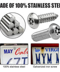 Lock Down Your Plates Tonight With These Helluva Sturdy Anti Theft License Plate Screws Kit Crafted From Heavy Duty 304 Stainless Steel To Beat Rust And Weather While Keeping Your Vehicle Secure. Close-up of stainless steel license plate screws and raw material.