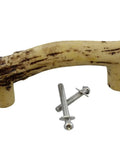 Heavy Duty 3 Inch Antler Cabinet And Drawer Knob Set (2 Pack) With Two Screw Lengths And Washers, Realistic Antler Detail, Side View