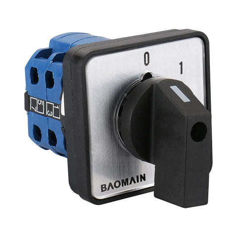 Beefy Rotary Cam Changeover Switch 20A 660V Four Position Selector for motor control and industrial panels, side view.