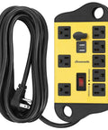 Beefed Up Eight Outlet Power Strip With Two USB Ports, 15 Feet Flat Plug Extension Cord, UL Listed Surge Protector, wall mount