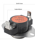 Close-up of Furnace Temperature Limit Switch Replacement for Coleman York and Evcon, model L140-30F, with size dimensions shown.