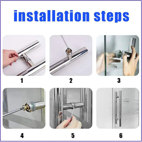 Installation steps for Push Pull Door Handle In Black Stainless Steel, Rectangular H Shape Back To Back Design, Durable 304 Stainless