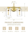 Brushed Nickel 3-Light Vanity Light With Clear Glass Shade, dimensions, steel construction, compatible with dimmer switches
