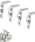 4 Pack 58mm Stainless Steel Heavy Duty Rust Resistant 90 Degree Tool Box Hood Locks Latches for Cabinets with screws visible
