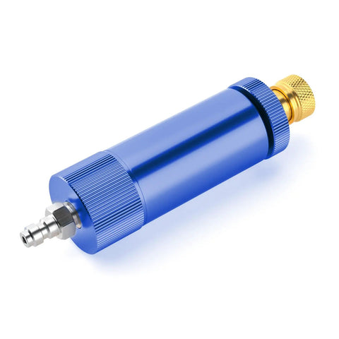 Dope Heavy Duty Water Oil Separator for High Pressure Air Compressors with 30MPa Capacity in blue, featuring 8mm and M10 connectors.