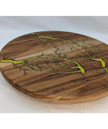 Handmade 17 Inch Lazy Susan Turntable With Resin Finish For Kitchen Organization And Country Decor, wood with resin veins.