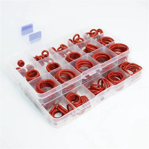 Silicone O Ring Set With CS Size Assortment 1 To 1.5 To 2.0 To 2.4 To 3.1mm Sealing Washers Oil Resistant And High Heat Tolerant Versatile Gasket Kit For Plumbing Automotive Machinery Marine And DIY Projects in storage case