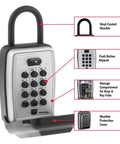 Black Outdoor Key Lock Box With Push Button Combination For Easy Key Hiding And Sharing, Securely Store Up To Five Keys 5422E