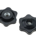 Two black star knobs from Eight Sets T Track Knob Kit With Galvanized Iron Screws One Quarter Twenty By Two Inches And One Quarter Inch Black Hex Nut