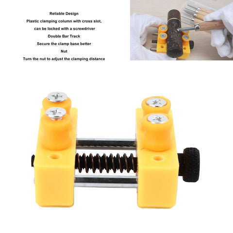 Mini Table Vise Clamp Drill Press Jig for Small Projects with screws and dual bar track design for secure clamping