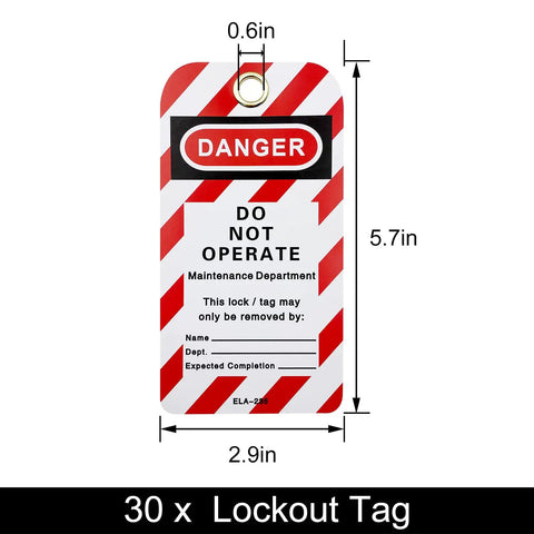 Lockout Tagout Kit With 30 Safety Padlocks And 30 Red Tags Keyed Differently OSHA Compliant Lockout Tagout Locks Plastic Padlocks