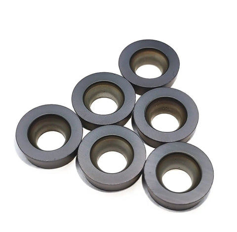 Heavy Duty Indexable Carbide Lathe Tool With RPMW1003MO Insert For Steel And Stainless Steel Turning Cutting Machining Works That Hold Up, six black carbide inserts.
