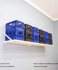 RhinoMini Universal Garage Storage Kit Heavy Duty Wall Mount System 8 Foot Total Holds 650 Lbs Per 4 Foot Section with crates